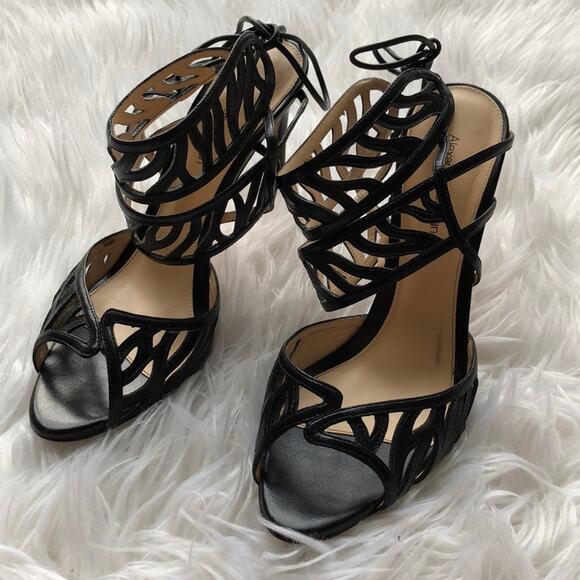 Alexandre Birman Strappy Leather Heel Sandals Black Size 38.5 / 8.5 - Picture 4 of 7